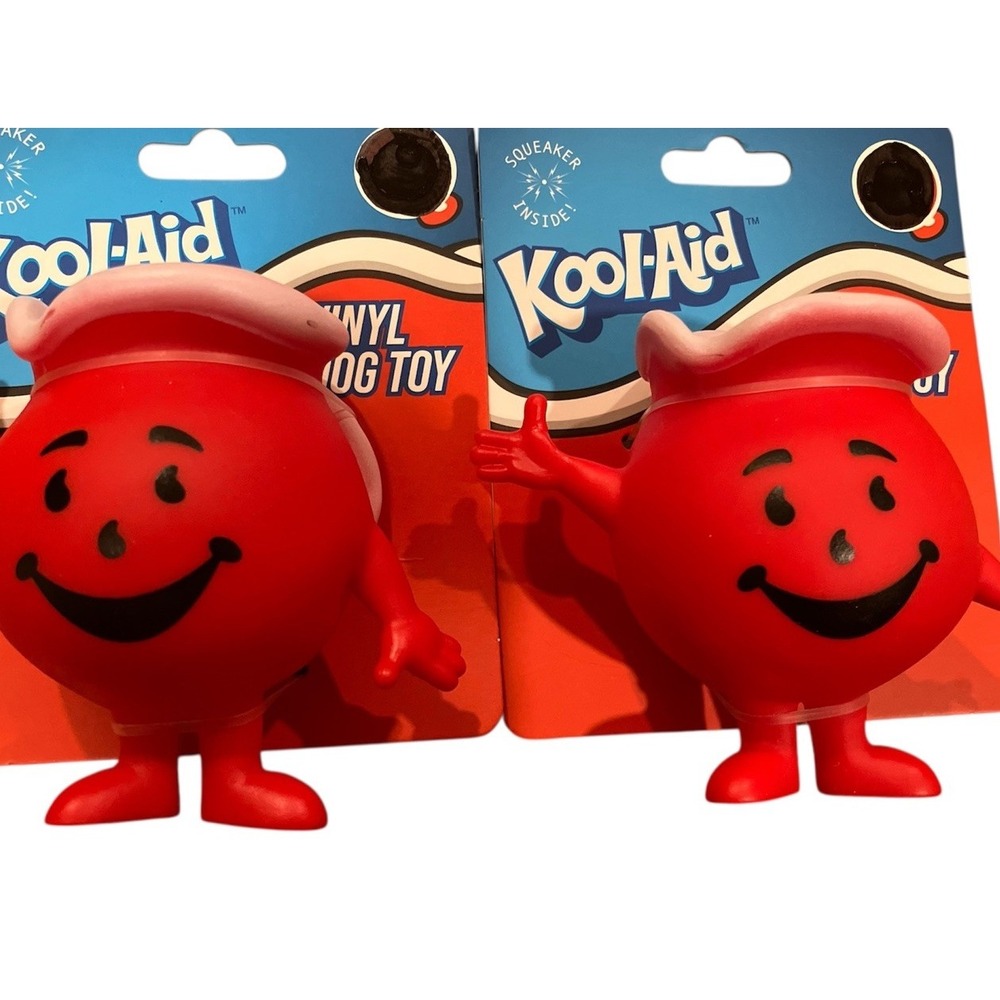 Lot Of 2- Dog Vinyl Chew Squeaker Toy           ( KOOL-AID, OH YEAH MAN ) NEW